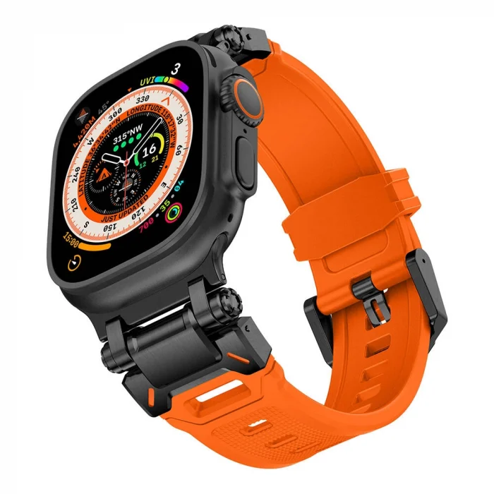 Watch Ultra 49mm KRD-101 Titanyum Metal Başlıklı Silikon Kordon