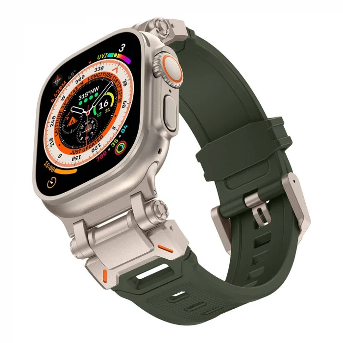 Watch Ultra 49mm KRD-101 Titanyum Metal Başlıklı Silikon Kordon