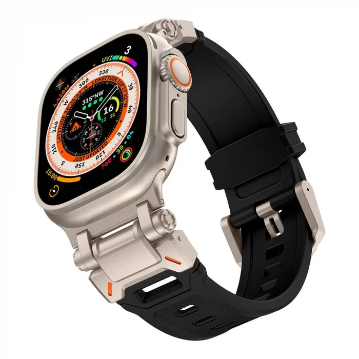 Watch Ultra 49mm KRD-101 Titanyum Metal Başlıklı Silikon Kordon