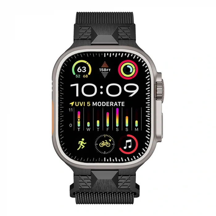 Watch Ultra 49mm Uyumlu-107 Metal Hasır Kordon