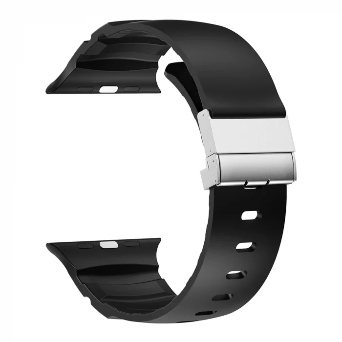 Watch Ultra 49mm Uyumlu-145 Metal Tokalı Silikon Kordon