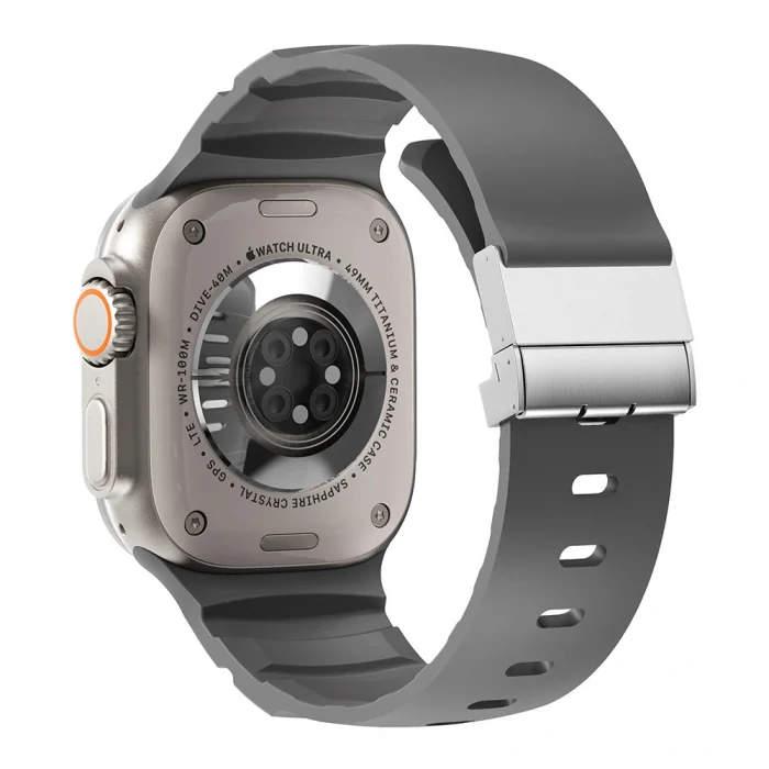 Watch Ultra 49mm Uyumlu-145 Metal Tokalı Silikon Kordon