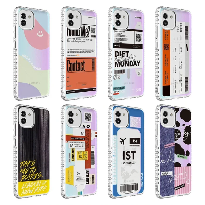 Samsung A04 Kılıf Airbag Kenarlı Renkli Desenli Silikon Elegans Kapak