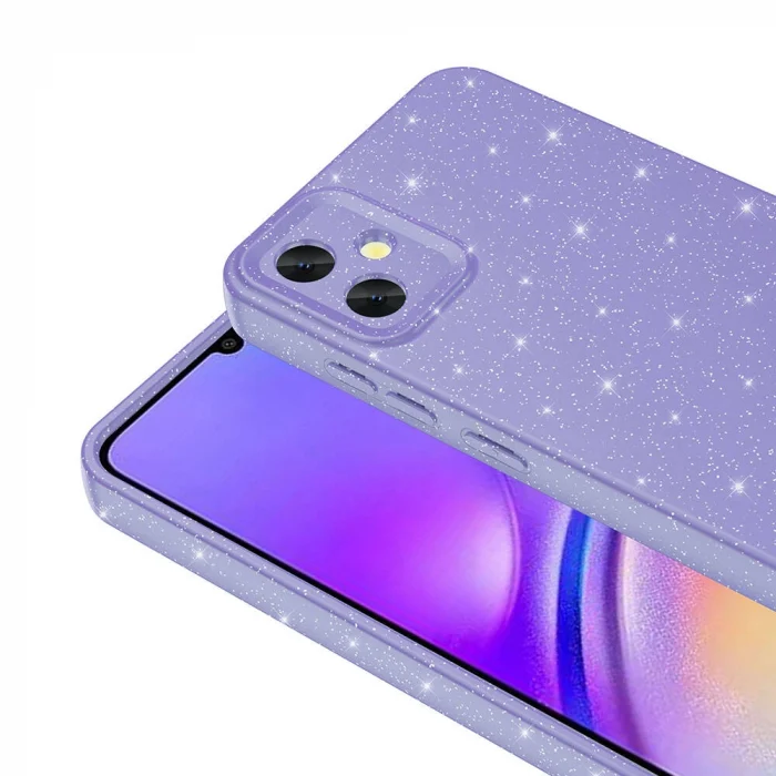 Samsung A05 Kılıf Kamera Korumalı Simli Lüks Koton Kapak