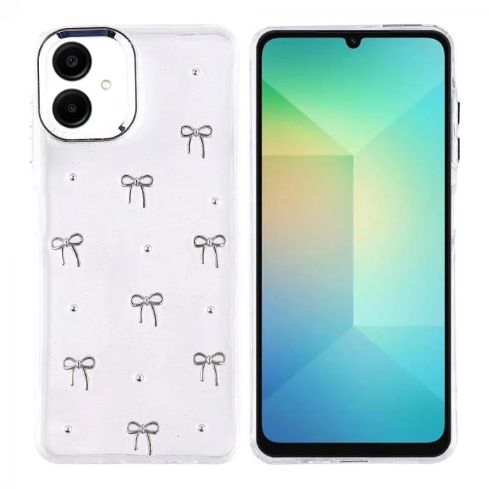 Samsung A06 Kılıf Airbag Tasarımlı Simli Şeffaf Kutup Kapak