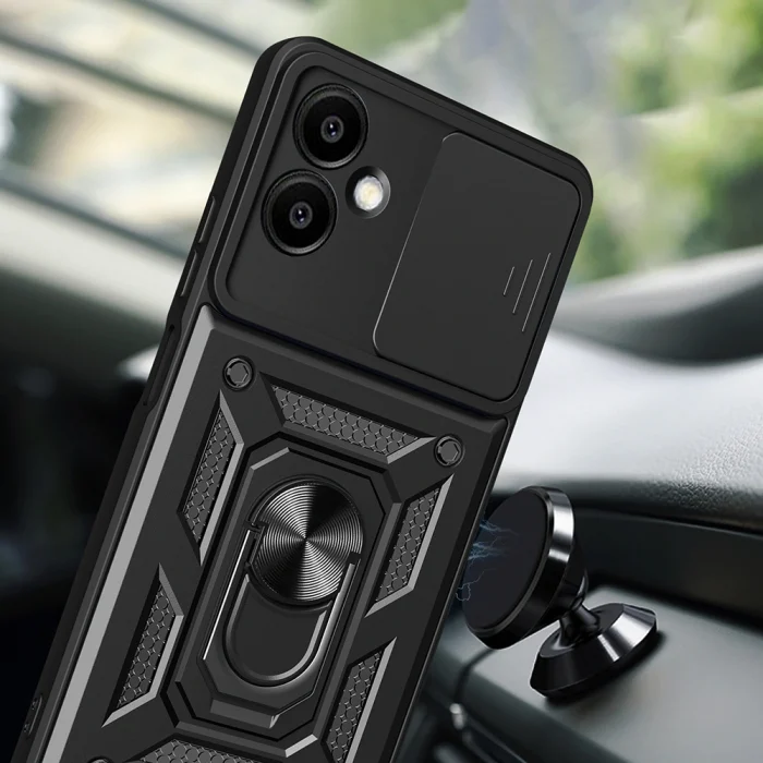 Samsung A06 Kılıf Magnetik Standlı Kamera Korumalı Sürgülü Vega Kapak