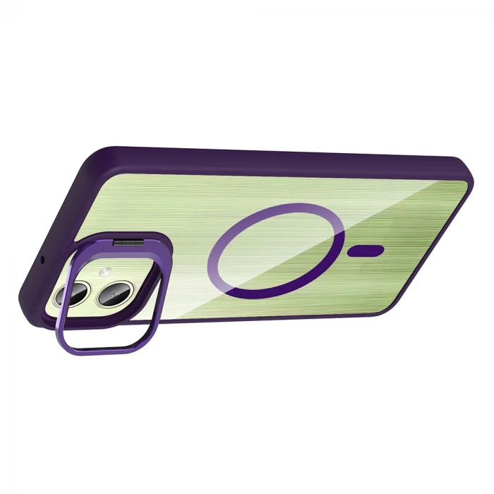 Samsung A06 Kılıf Standlı ve Kamera Lens Hediyeli M-Safe Şarj Özellikli Etro Kapak