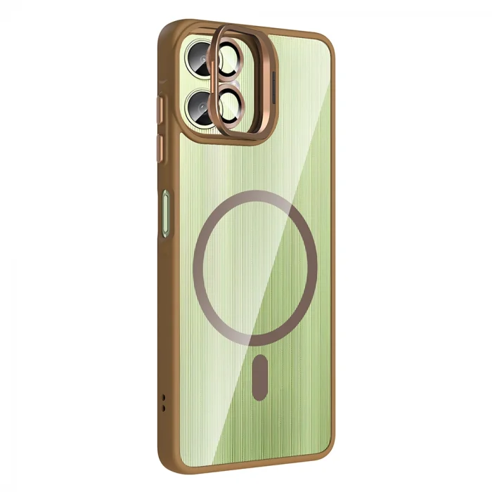 Samsung A06 Kılıf Standlı ve Kamera Lens Hediyeli M-Safe Şarj Özellikli Etro Kapak