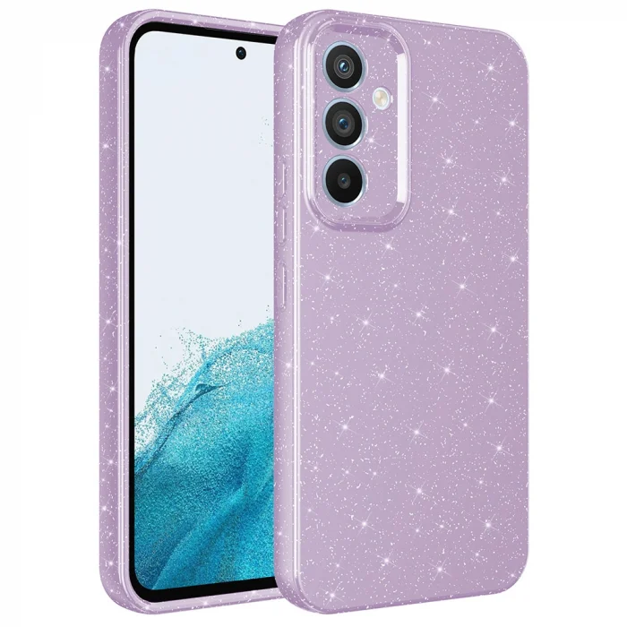 Samsung A14 Kılıf Kamera Korumalı Simli Lüks Koton Kapak