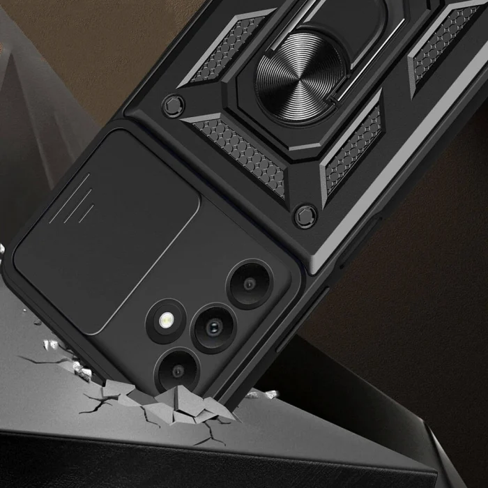 Samsung A15 Kılıf Magnetik Standlı Kamera Korumalı Sürgülü Vega Kapak