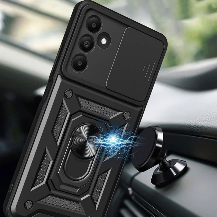 Samsung A15 Kılıf Magnetik Standlı Kamera Korumalı Sürgülü Vega Kapak