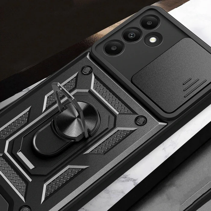 Samsung A15 Kılıf Magnetik Standlı Kamera Korumalı Sürgülü Vega Kapak