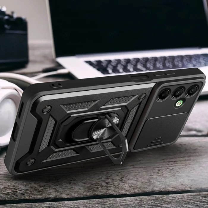 Samsung A16 Kılıf Magnetik Standlı Kamera Korumalı Sürgülü Vega Kapak