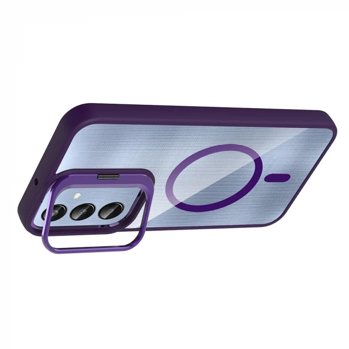 Samsung A16 Kılıf Standlı ve Kamera Lens Hediyeli M-Safe Şarj Özellikli Etro Kapak