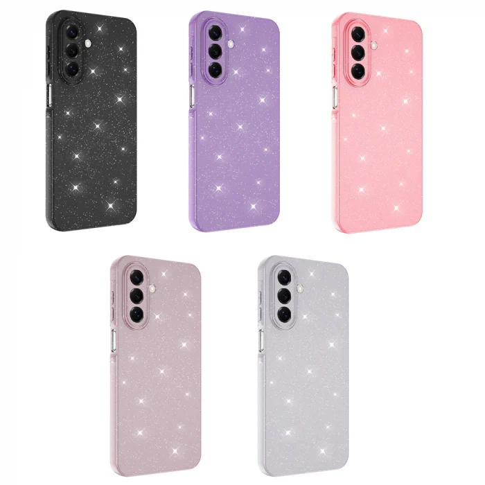 Samsung A17 Kılıf Kamera Korumalı Simli Lüks Koton Kapak