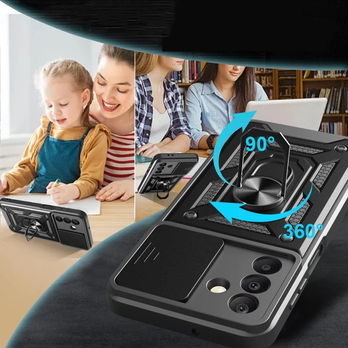 Samsung A17 Kılıf Magnetik Standlı Kamera Korumalı Sürgülü Vega Kapak