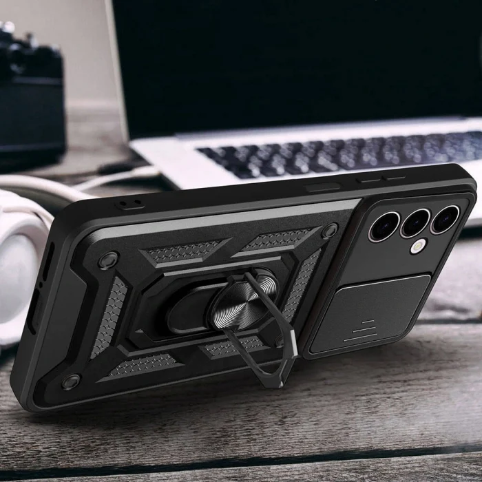 Samsung A24 Kılıf Magnetik Standlı Kamera Korumalı Sürgülü Vega Kapak