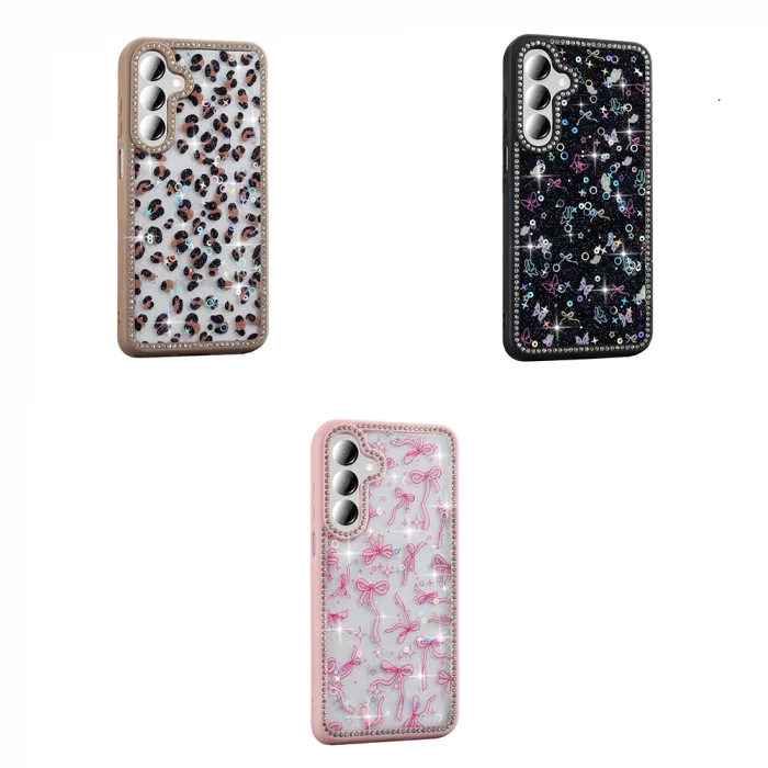 Samsung A26 Kılıf Taşlı ve Simli Tasarım Azra Kapak