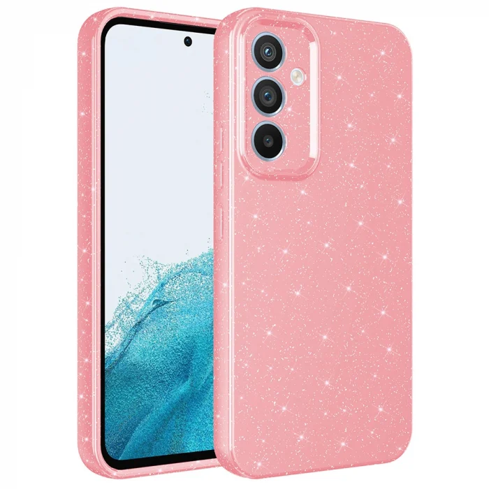 Samsung A34 Kılıf Kamera Korumalı Simli Lüks Koton Kapak