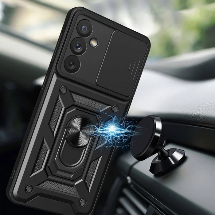 Samsung A34 Kılıf Magnetik Standlı Kamera Korumalı Sürgülü Vega Kapak