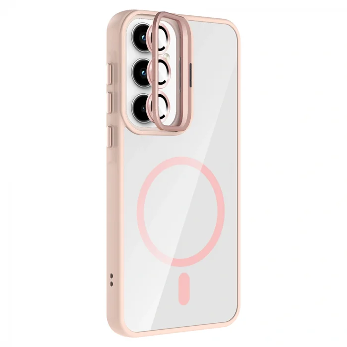 Samsung A35 Kılıf Standlı ve Kamera Lens Hediyeli M-Safe Şarj Özellikli Etro Kapak