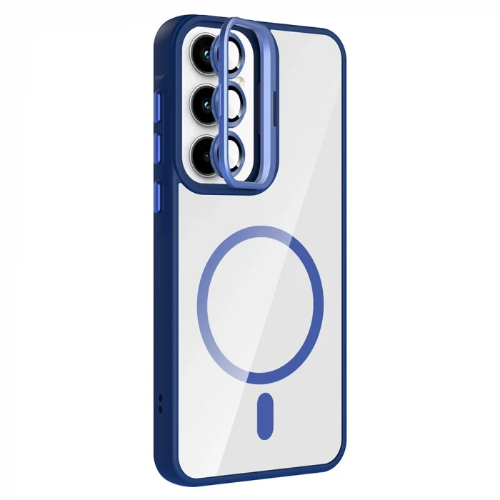 Samsung A55 Kılıf Standlı ve Kamera Lens Hediyeli M-Safe Şarj Özellikli Etro Kapak