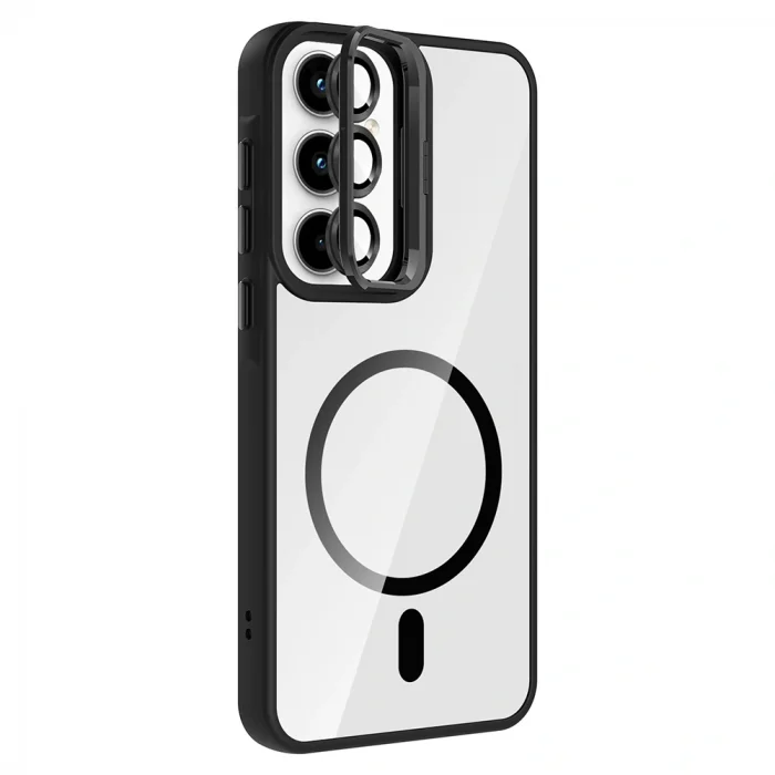 Samsung A55 Kılıf Standlı ve Kamera Lens Hediyeli M-Safe Şarj Özellikli Etro Kapak