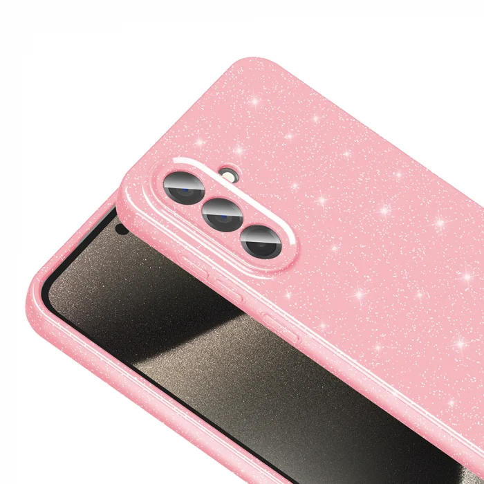 Samsung A56 Kılıf Kamera Korumalı Simli Lüks Koton Kapak