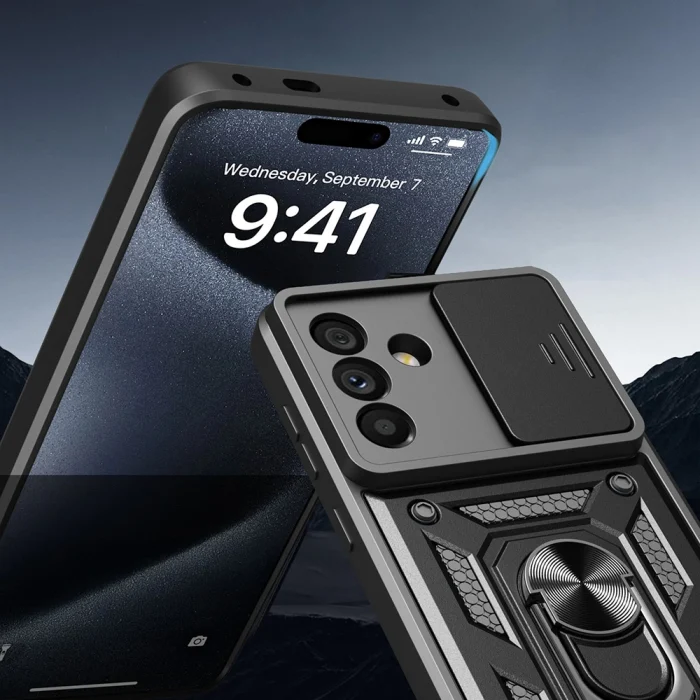 Samsung A56 Kılıf Magnetik Standlı Kamera Korumalı Sürgülü Vega Kapak