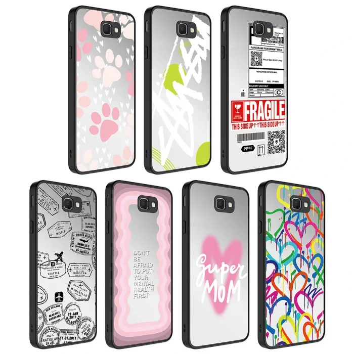 Samsung J7 Prime Kılıf Aynalı Desenli Kamera Korumalı Parlak Mirror Kapak