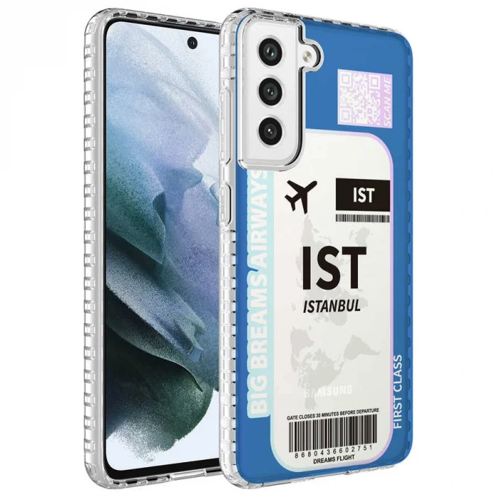 Samsung S21 FE Kılıf Airbag Kenarlı Renkli Desenli Silikon Elegans Kapak