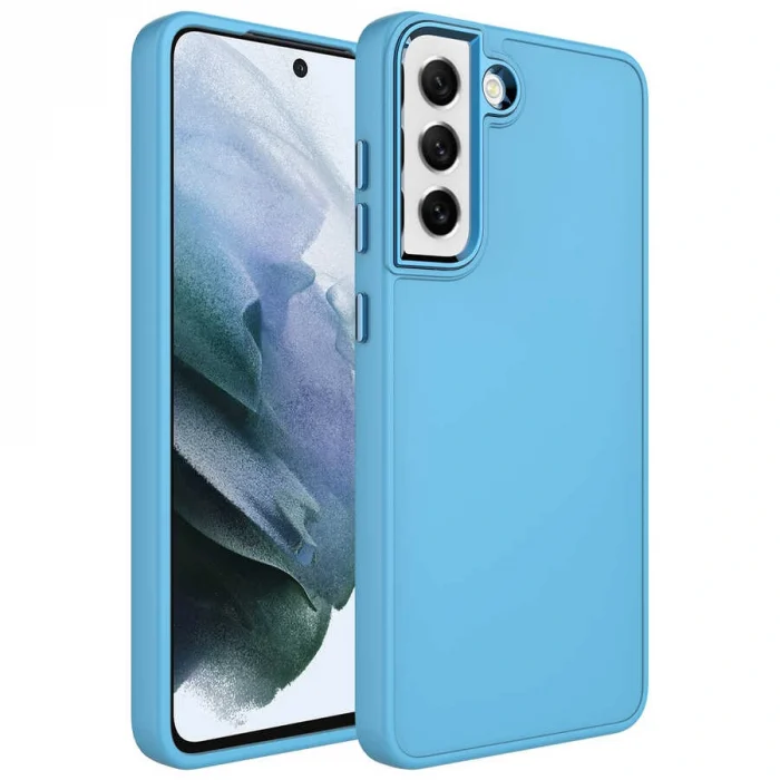 Samsung S21 FE Kılıf Metal Çerçeve ve Buton Tasarımlı Silikon Luna Kapak