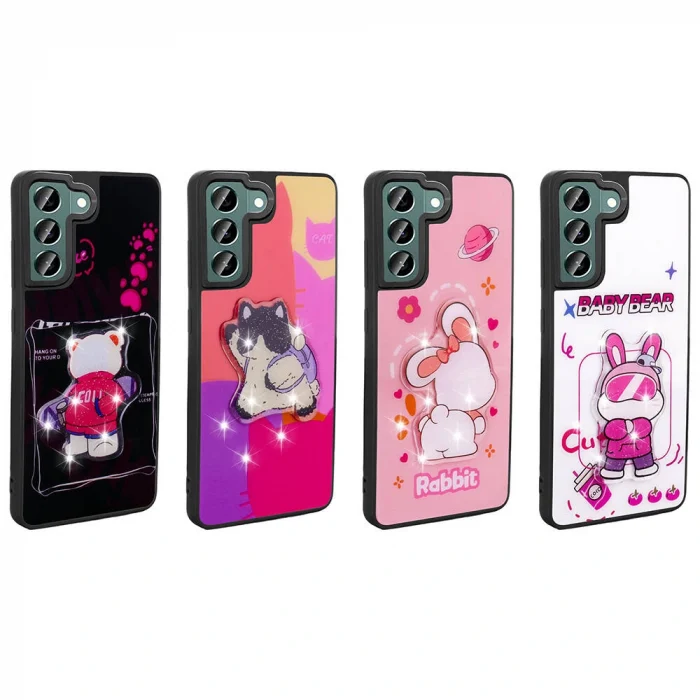 Samsung S22 Kılıf Parlayan Kabartmalı İkonik Figürlü Amas Silikon Kapak