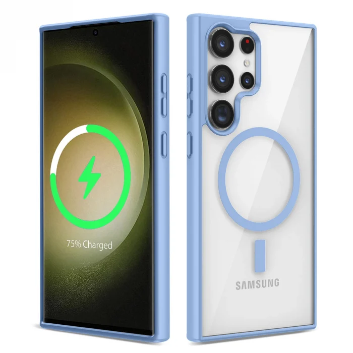 S22 Ultra Kılıf M-safe Wireless Şarj Özellikli Silikon Ege Kapak