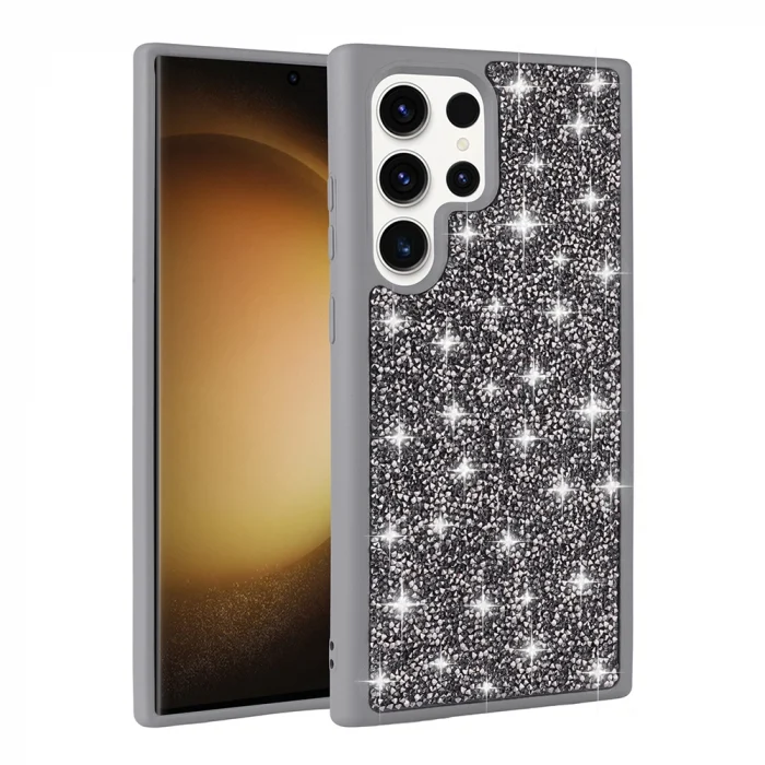 Samsung S22 Ultra Kılıf Parlak Taşlı Tasarım Pırlanta Kapak