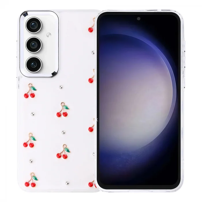 Samsung S23 FE Kılıf Airbag Tasarımlı Simli Şeffaf Kutup Kapak