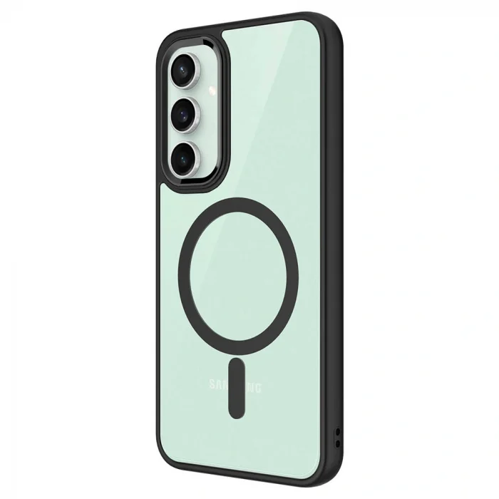 Samsung S23 FE Kılıf Wireless Şarj Özellikli Krom M-safe Silikon Kapak