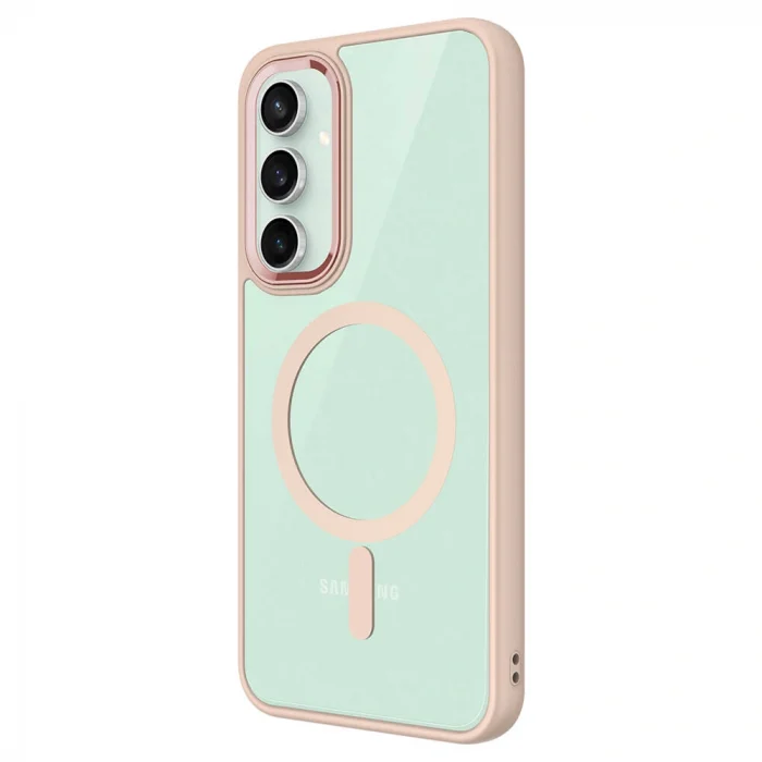 Samsung S23 FE Kılıf Wireless Şarj Özellikli Krom M-safe Silikon Kapak