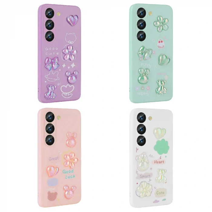 Samsung S23 Kılıf Kabartma Figürlü Parlak Toys Silikon Kapak