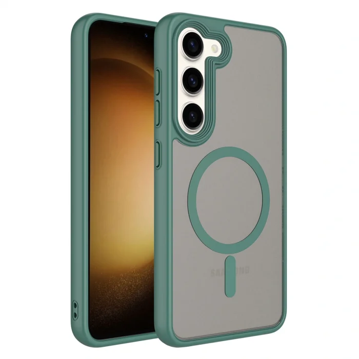 Samsung S23 Kılıf Mat Arka Yüzey Wireless Şarj Özellikli Flet M-safe Kapak