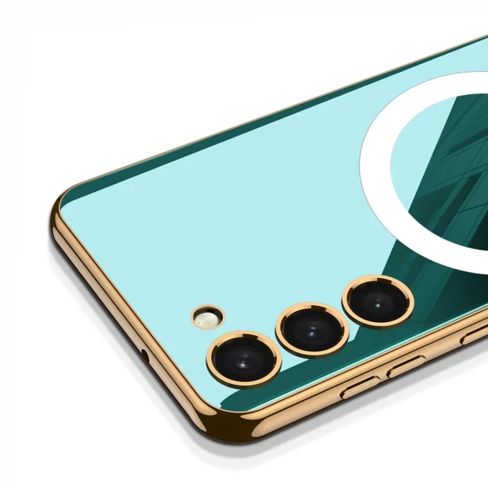 S23 Plus Kılıf Wireless Şarj Özellikli Kenarları Elektroplating Kaplama Aynalı Kent Kapak