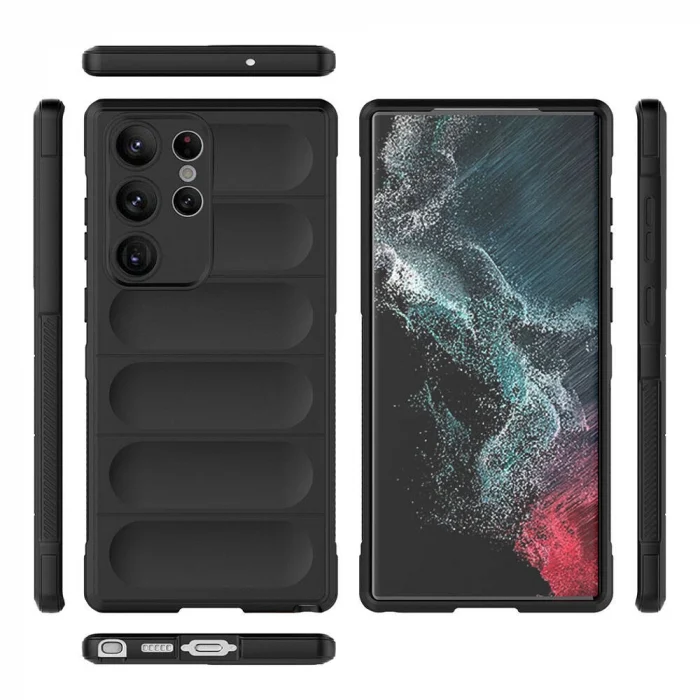 Samsung S23 Ultra Kılıf Esnek TPU Oyuklu Arka Yüzey Tasarımlı Etnik Silikon Kapak