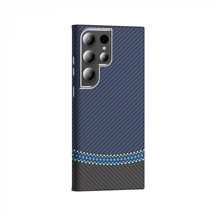 Samsung S23 Ultra Kılıf M-safe Şarj Özellikli Karbon Fiber Görünümlü Gros Kapak