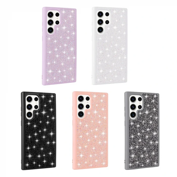 Samsung S23 Ultra Kılıf Parlak Taşlı Tasarım Pırlanta Kapak