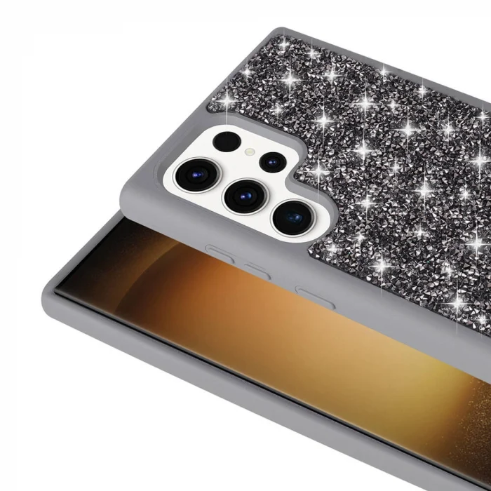 Samsung S23 Ultra Kılıf Parlak Taşlı Tasarım Pırlanta Kapak