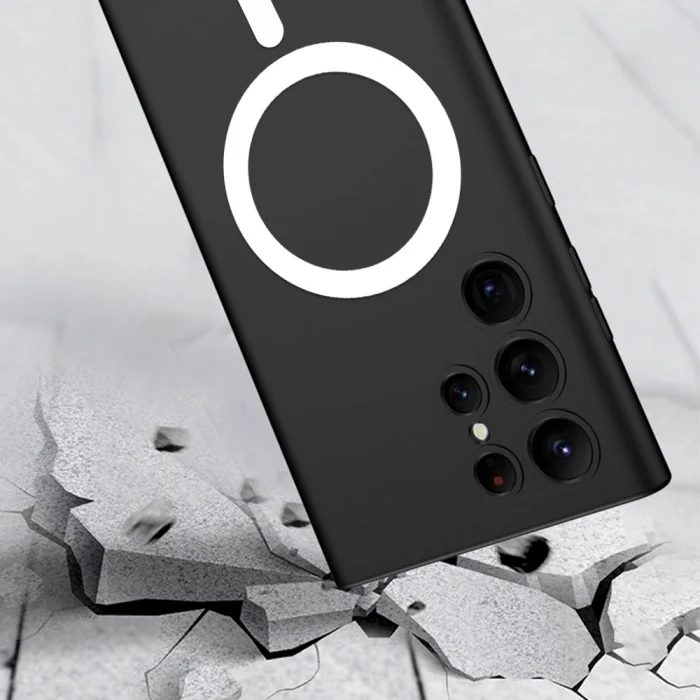 S23 Ultra Kılıf Wireless Şarj Özellikli Kıpta M-safe Silikon Kapak