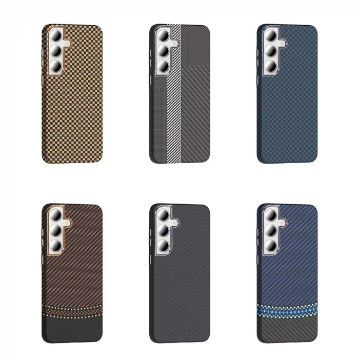 Samsung S24 FE Kılıf M-safe Şarj Özellikli Karbon Fiber Görünümlü Gros Kapak