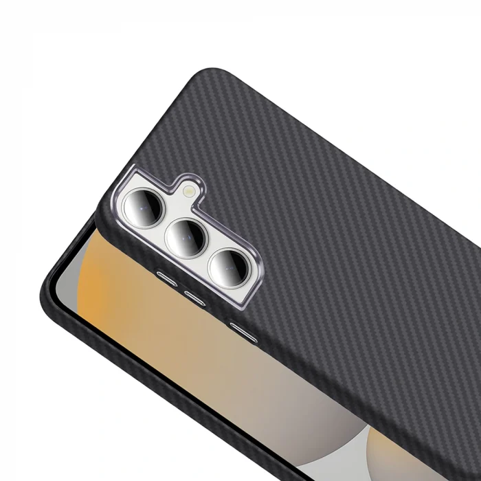 Samsung S24 FE Kılıf M-safe Şarj Özellikli Karbon Fiber Görünümlü Gros Kapak