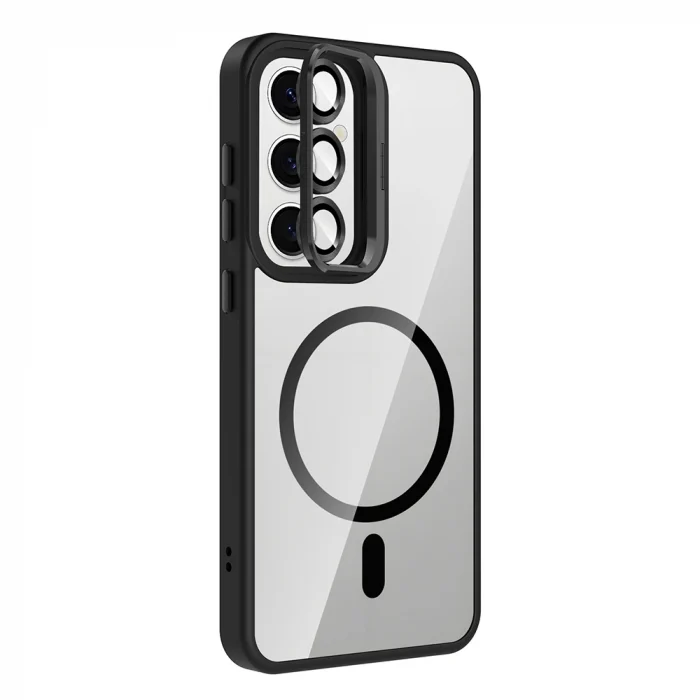 Samsung S24 FE Kılıf Standlı ve Kamera Lens Hediyeli M-Safe Şarj Özellikli Etro Kapak