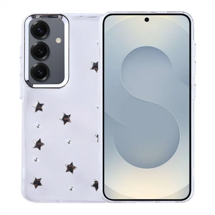 Samsung S24 Kılıf Airbag Tasarımlı Simli Şeffaf Kutup Kapak